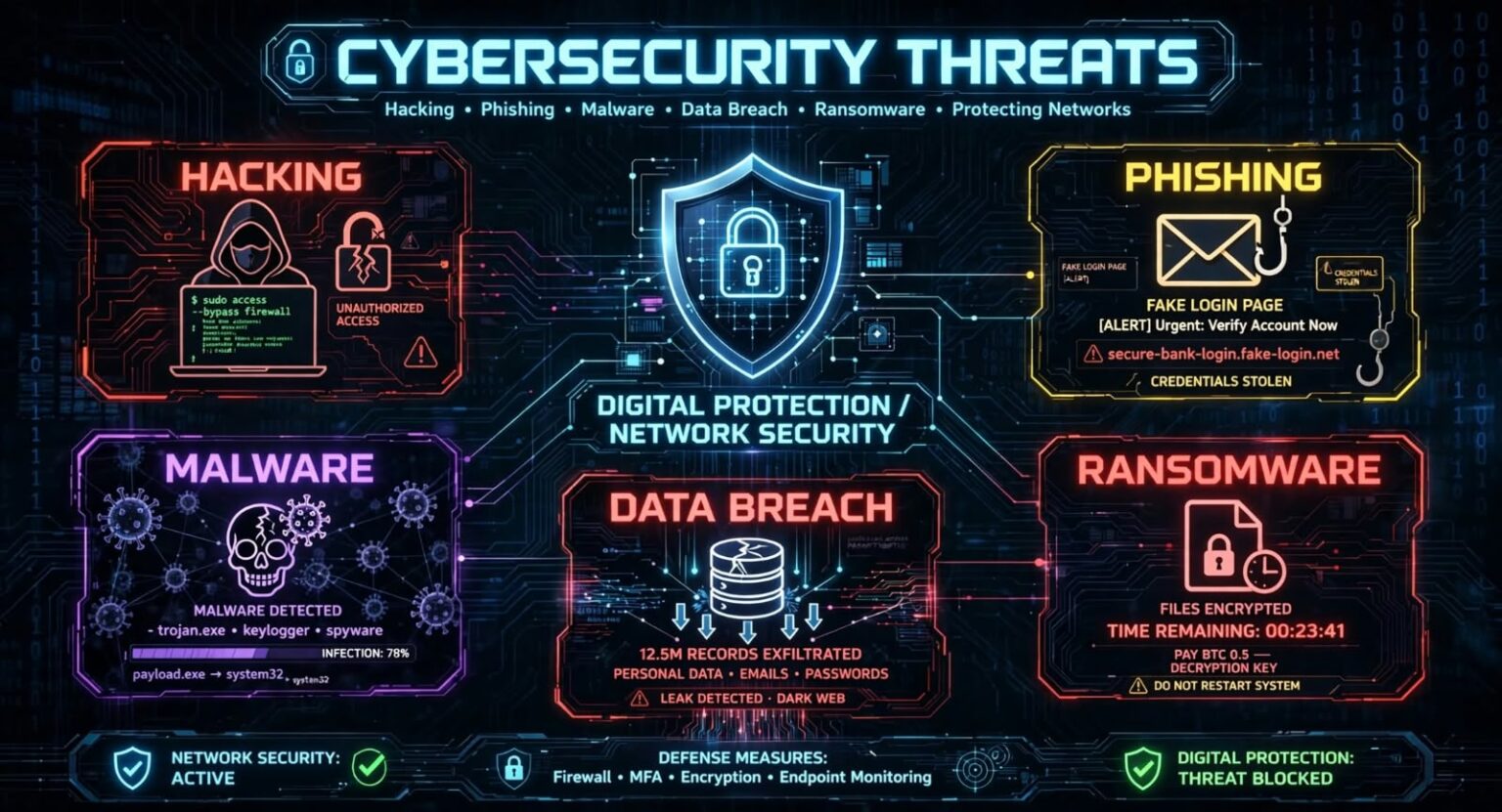 AI cybersecurity threats 2026 showing digital website security and data protection