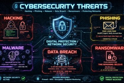 AI cybersecurity threats 2026 showing digital website security and data protection